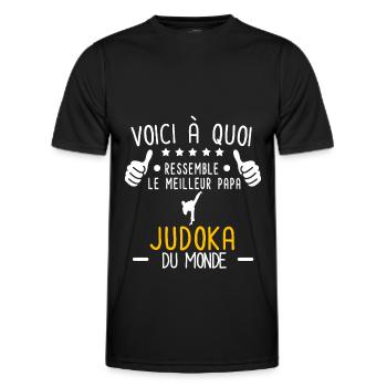 voici meilleur papa judoka au mondepère judo - T-shirt sport Homme - noir - Devant - AI Model Male 178 dark (178cm)