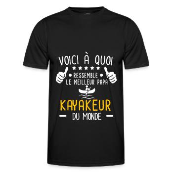 voici meilleur papa kayakeur au monde père kayak - T-shirt sport Homme - noir - Devant - AI Model Male 178 dark (178cm)