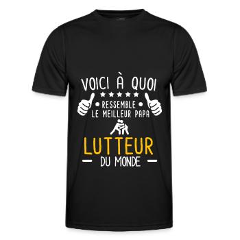 voici meilleur papa lutteur au monde père lutte - T-shirt sport Homme - noir - Devant - AI Model Male 178 dark (178cm)