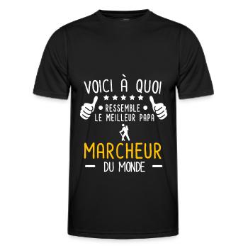voici meilleur papa marcheur au monde père marche - T-shirt sport Homme - noir - Devant - AI Model Male 178 dark (178cm)