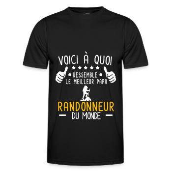 voici meilleur papa randonneur au monde rando - T-shirt sport Homme - noir - Devant - AI Model Male 178 dark (178cm)