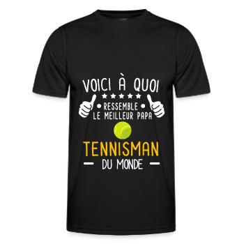 voici meilleur papa tennisman au monde père tennis - T-shirt sport Homme - noir - Devant - AI Model Male 178 dark (178cm)