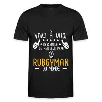 voici meilleur papa rubgyman au monde père rugby - T-shirt sport Homme - noir - Devant - AI Model Male 178 dark (178cm)