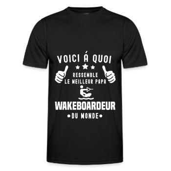 voici meilleur papa wakeboardeur papa wakeboard - T-shirt sport Homme - noir - Devant - AI Model Male 178 dark (178cm)