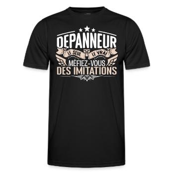 Dépanneur le seul Dépanneur le vrai Dépanneur - T-shirt sport Homme - noir - Devant - AI Model Male 178 dark (178cm)