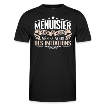 Menuisier le seul Menuisier le vrai Menuisier - T-shirt sport Homme - noir - Devant - AI Model Male 178 dark (178cm)