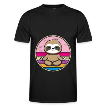 Sloth Namaste Meditation Yoga Chakra Pilates - Men's Functional T-Shirt - black - Front - AI Model Male 178 dark (178cm)