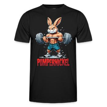 Pumpernickel - Karnickel beim Krafttraining - Männer Funktions-T-Shirt - Schwarz - Vorne - AI Model Male 178 dark (178cm)