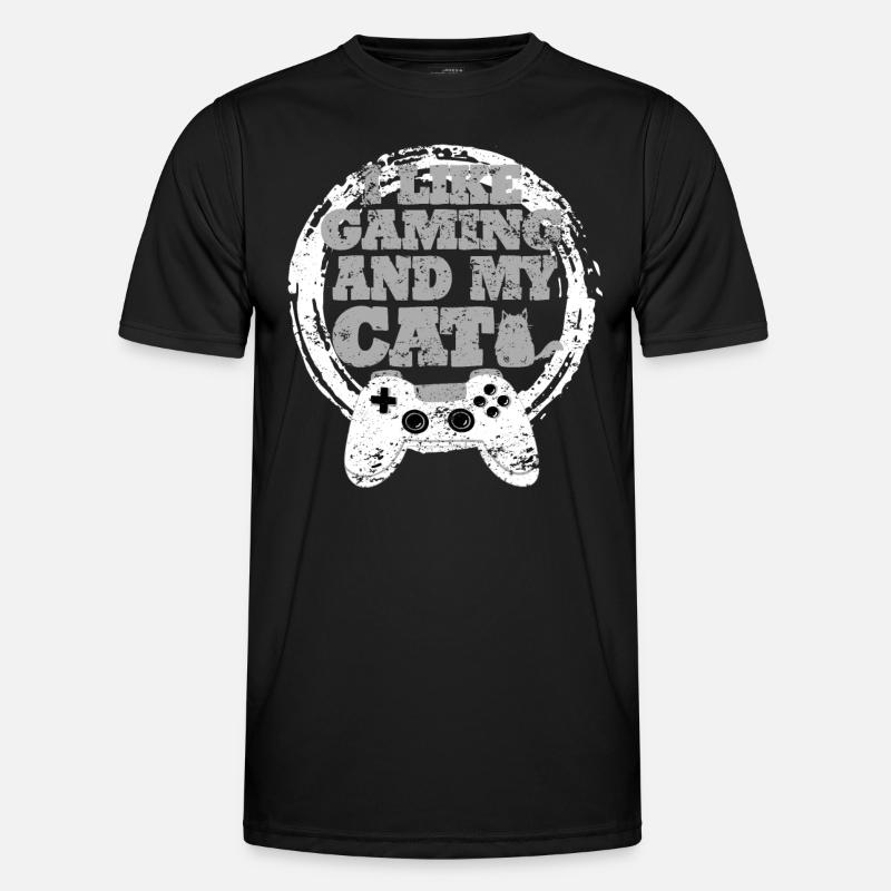 Gaming Cat Gift Idea - Men's Functional T-Shirt - black