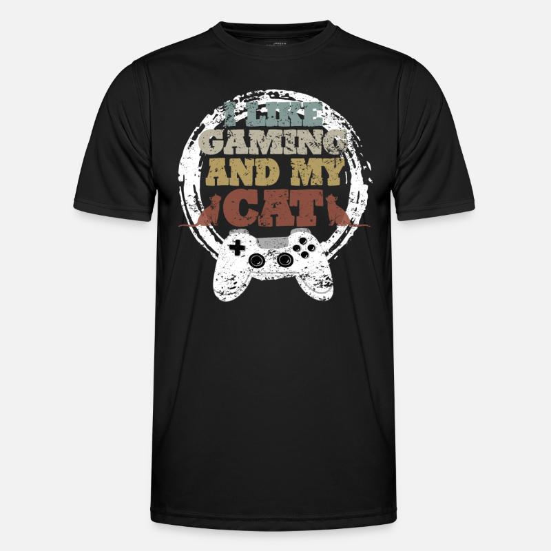 Gaming Cat Gift Idea - Men's Functional T-Shirt - black