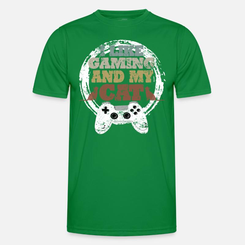 Gaming Katze Cat Geschenkidee Männer Funktions-T-Shirt