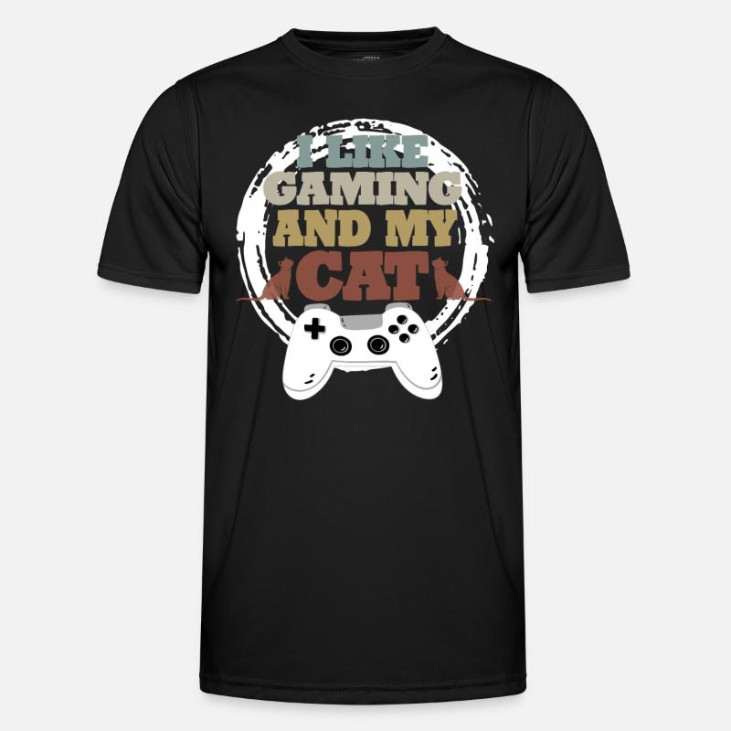 Gaming Cat Gift Idea - Men's Functional T-Shirt - black