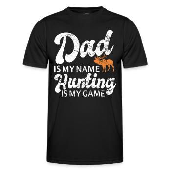 Jäger Papa Jagt.Hirsch Geschenkidee - Männer Funktions-T-Shirt - Schwarz - Vorne - AI Model Male 178 dark (178cm)