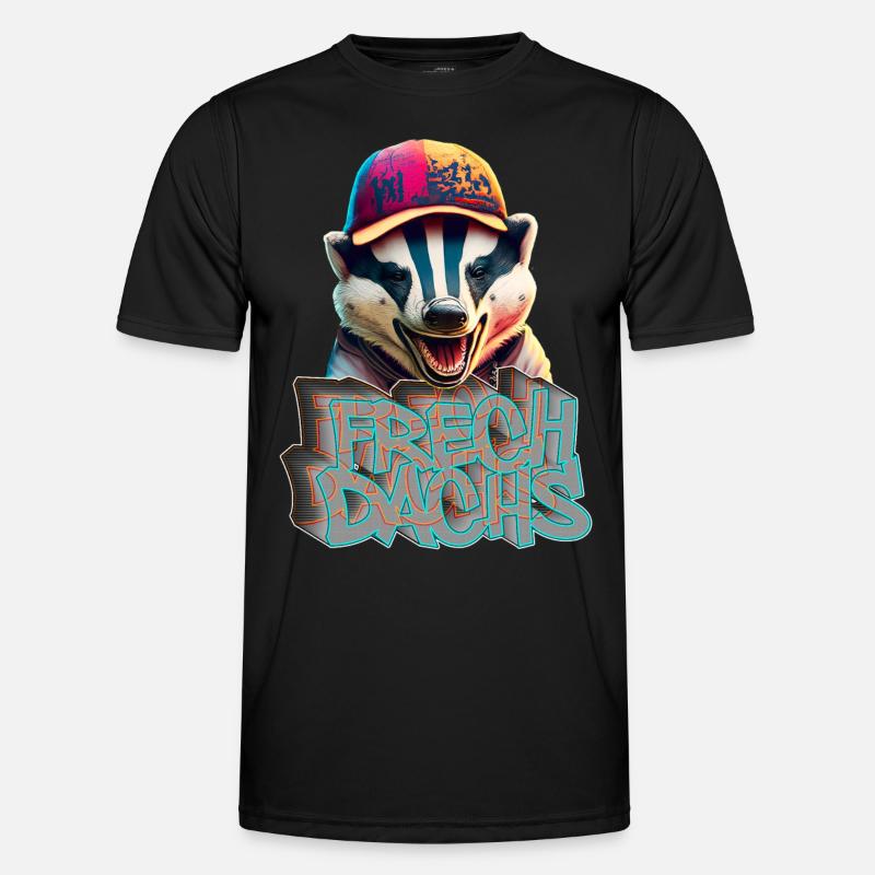 Frechdachs- Frecher Dachs Graffiti Style - Männer Funktions-T-Shirt - Schwarz