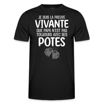 Bière | papa aime la bière cadeau pour papa - T-shirt sport Homme - noir - Devant - AI Model Male 178 dark (178cm)