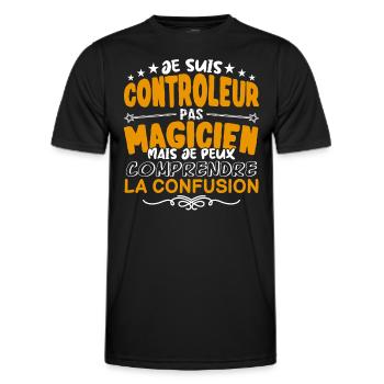 Controleur | Controleur pas Magicien | Meilleur Co - T-shirt sport Homme - noir - Devant - AI Model Male 178 dark (178cm)
