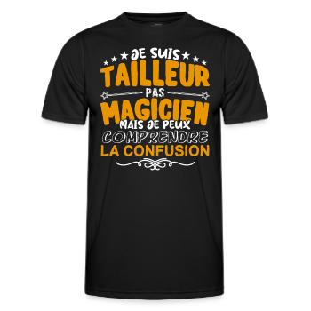 Tailleur | Tailleur pas Magicien | Meilleur Taille - T-shirt sport Homme - noir - Devant - AI Model Male 178 dark (178cm)