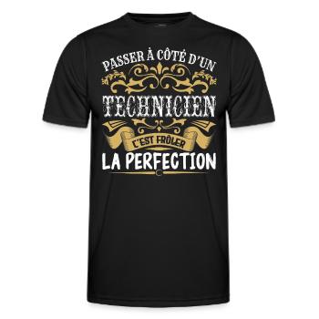 Le Meilleur Technicien | Technicien à la perfectio - T-shirt sport Homme - noir - Devant - AI Model Male 178 dark (178cm)
