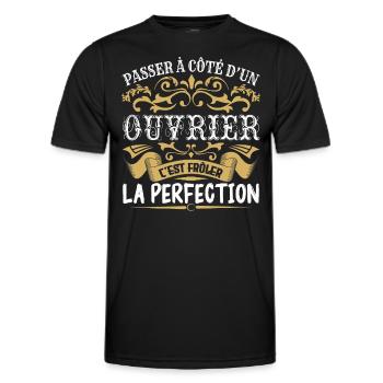 Le Meilleur Ouvrier | Ouvrier à la perfection - T-shirt sport Homme - noir - Devant - AI Model Male 178 dark (178cm)
