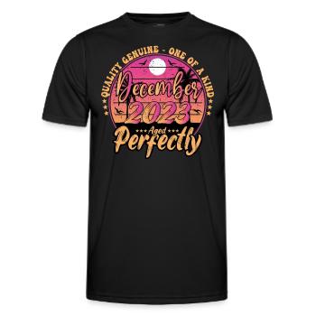 December 2023 birthday 2023 December 2023 - Men's Functional T-Shirt - black - Front - AI Model Male 178 dark (178cm)
