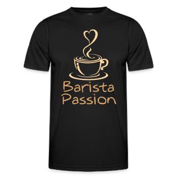 Barista Passion Kaffee Kunst von Bohne zur Tasse - Männer Funktions-T-Shirt - Schwarz - Vorne - AI Model Male 178 dark (178cm)