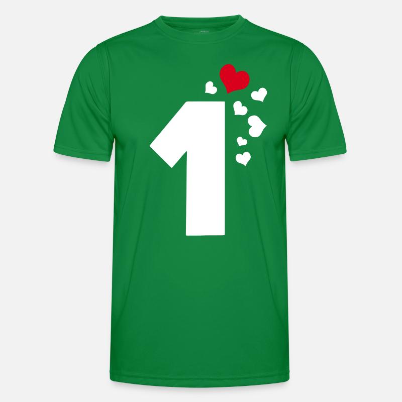 1 Herzen Nummer Eins 1. Jubiläum Männer Funktions-T-Shirt