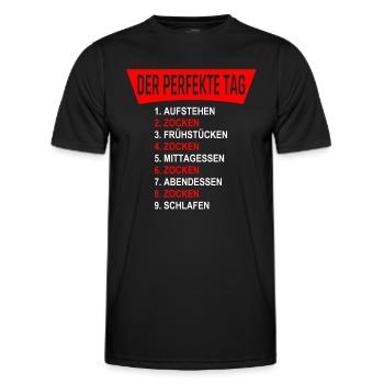 DER PERFEKTE TAG - Gamer die zocken 24 / 7 - Männer Funktions-T-Shirt - Schwarz - Vorne - AI Model Male 178 dark (178cm)