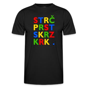 Strč Prst Skrz Krk - Czech tongue twister - Men's Functional T-Shirt - black - Front - AI Model Male 178 dark (178cm)