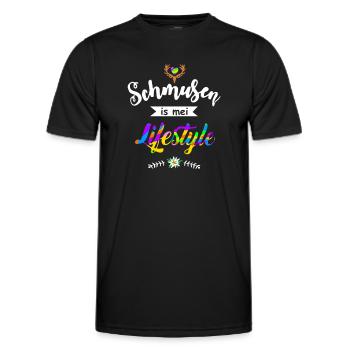 Schmusen is mei Lifestyle - Flirten Küssen Kiss me - Männer Funktions-T-Shirt - Schwarz - Vorne - AI Model Male 178 dark (178cm)