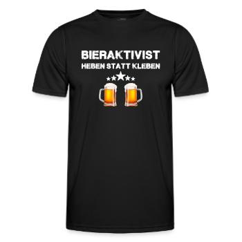 BIERAKTIVIST - Heben statt kleben - Bierliebhaber - Männer Funktions-T-Shirt - Schwarz - Vorne - AI Model Male 178 dark (178cm)
