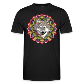 Wald Tier Waldbewohner Geschenk Mandala Wolf - Männer Funktions-T-Shirt - Schwarz - Vorne - AI Model Male 178 dark (178cm)