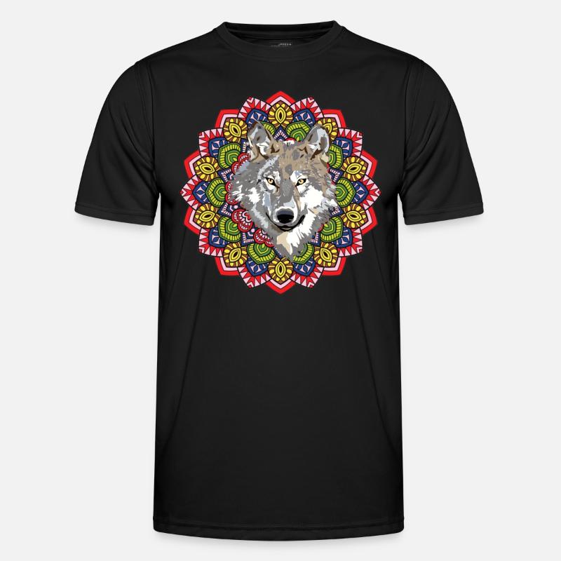 Wald Tier Waldbewohner Geschenk Mandala Wolf Männer Funktions-T-Shirt