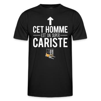 Cet homme est un super cariste humour - T-shirt sport Homme - noir - Devant - AI Model Male 178 dark (178cm)