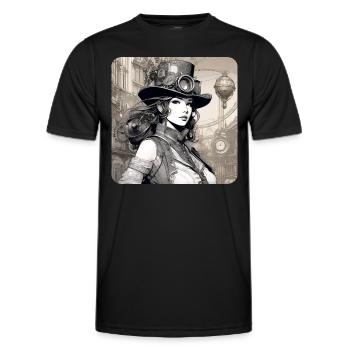 Cool Steampunk Girl - Men's Functional T-Shirt - black - Front - AI Model Male 178 dark (178cm)