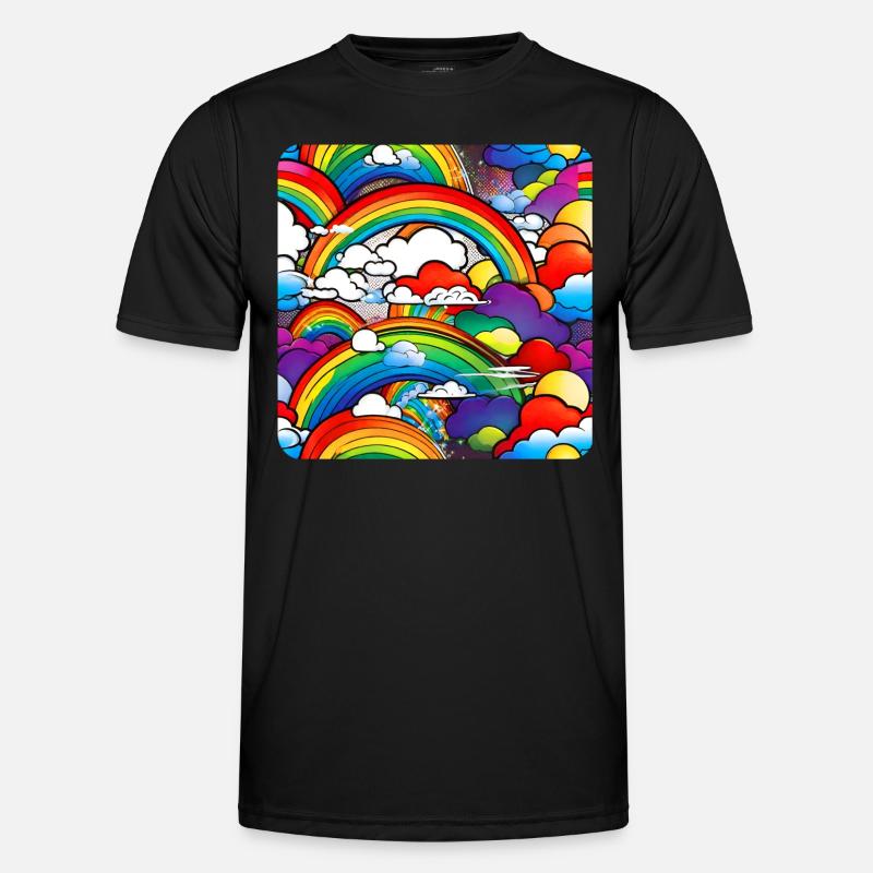 Rainbows and clouds - Men's Functional T-Shirt - black