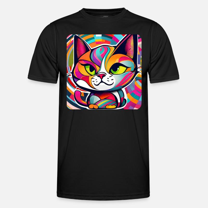 Katze im Graffiti Style - Männer Funktions-T-Shirt - Schwarz