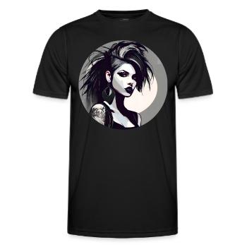 Cooles Gothik Girl mit Tattoos - Männer Funktions-T-Shirt - Schwarz - Vorne - AI Model Male 178 dark (178cm)