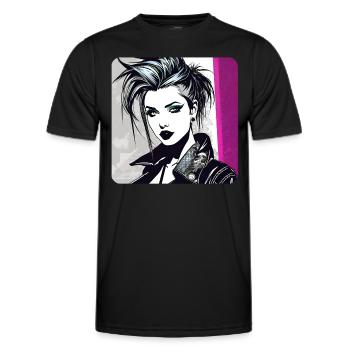 Cooles Punker Gothik Girl mit pink - Männer Funktions-T-Shirt - Schwarz - Vorne - AI Model Male 178 dark (178cm)