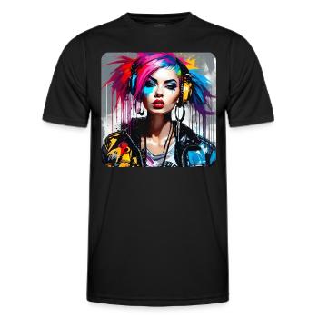 Cool punk girl with colorful hair - Men's Functional T-Shirt - black - Front - AI Model Male 178 dark (178cm)