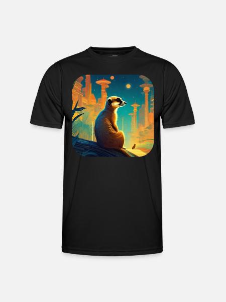Suricate mignon en automne - T-shirt sport Homme - noir