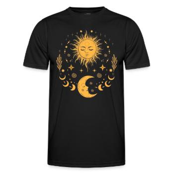 Vintage Sun Moon & Stars, Celestial Boho - Men's Functional T-Shirt - black - Front - AI Model Male 178 dark (178cm)