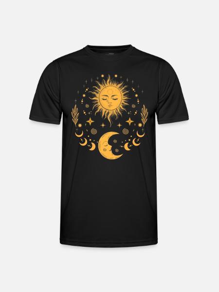Vintage Sun Moon & Stars, Celestial Boho - Men's Functional T-Shirt - black