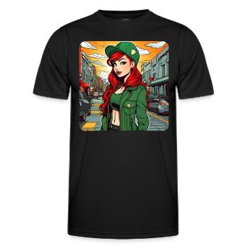 Cool Irish redhead girl - Men's Functional T-Shirt - black - Front - AI Model Male 178 dark (178cm)