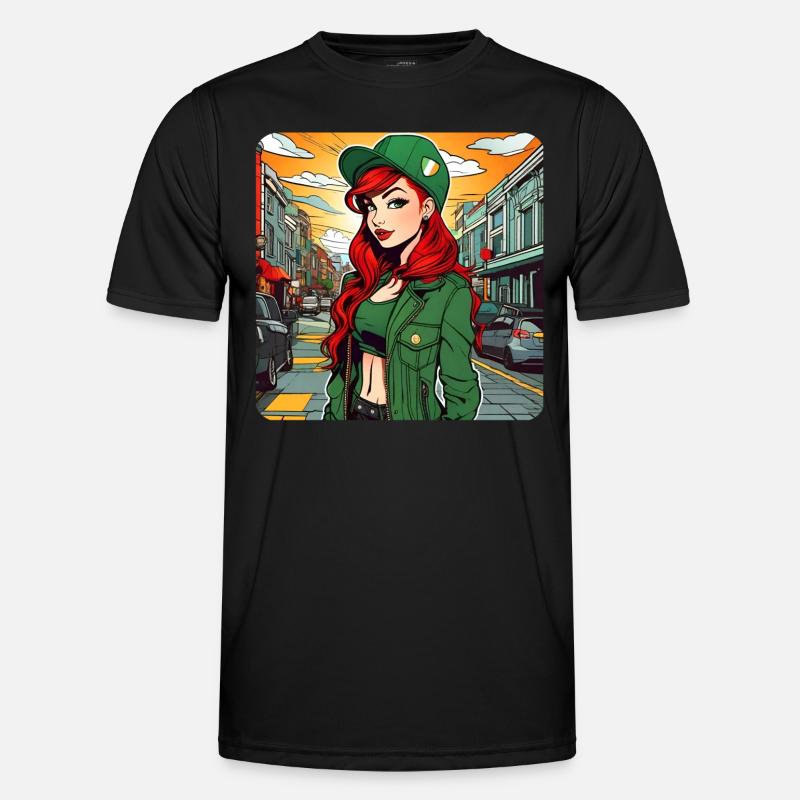 Cooles irisches rothaariges Mädchen - Männer Funktions-T-Shirt - Schwarz