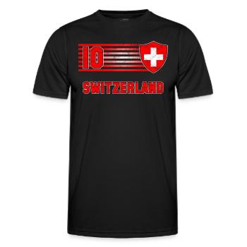 Switzerland - Men's Functional T-Shirt - black - Front - AI Model Male 178 dark (178cm)