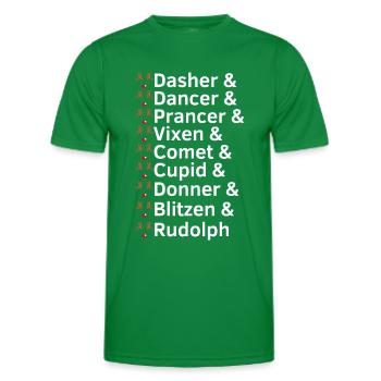 Reindeer Names Christmas - Men's Functional T-Shirt - kelly green - Front - AI Model Male 178 dark (178cm)