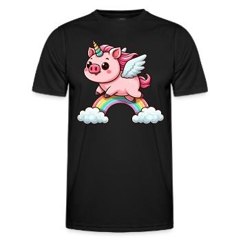 Cochon Licorne Cochon Animaux Drôles - T-shirt sport Homme - noir - Devant - AI Model Male 178 dark (178cm)