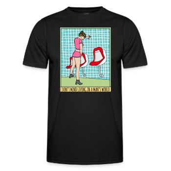 PEE FÉTICHISTE FILLE GENDER TOILETTE SEXY - T-shirt sport Homme - noir - Devant - AI Model Male 178 dark (178cm)
