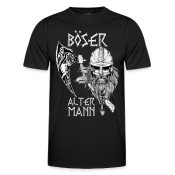 Böser Alter Mann Opa Papa Totenkopf Skull Wikinger - Männer Funktions-T-Shirt - Schwarz - Vorne - AI Model Male 178 dark (178cm)