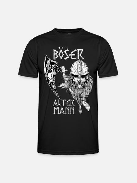 Böser Alter Mann Opa Papa Totenkopf Skull Wikinger - Männer Funktions-T-Shirt - Schwarz